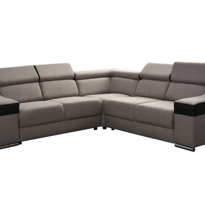 Ecksofa GALJA – schwarzes Kunstleder / beige