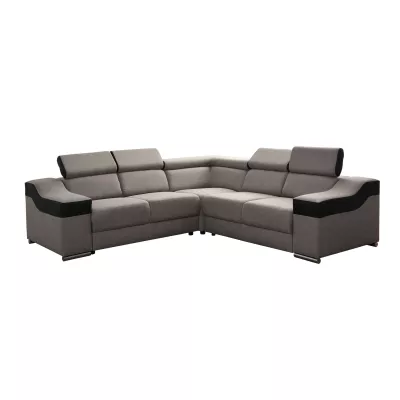 Ecksofa GALJA – schwarzes Kunstleder / beige