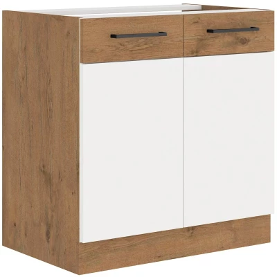 Waschbeckenunterschrank VANYA – Breite 80 cm, Weiß / Eiche Lancelot