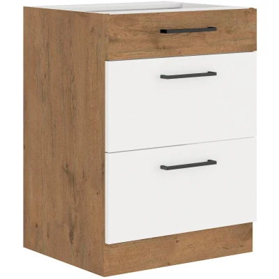 Schubladenschrank VANYA – Breite 60 cm, weiß / Eiche Lancelot