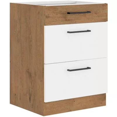 Schubladenschrank VANYA – Breite 60 cm, weiß / Eiche Lancelot