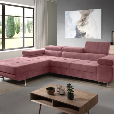 Eckschlafsofa PARASKA - rosa, linke Ecke