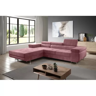 Eckschlafsofa PARASKA - rosa, linke Ecke