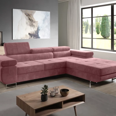 Eckschlafsofa PARASKA - rosa, rechte Ecke