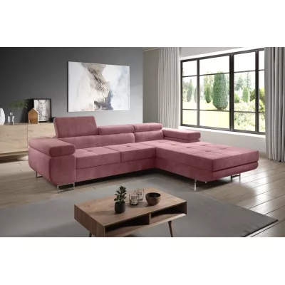 Eckschlafsofa PARASKA - rosa, rechte Ecke