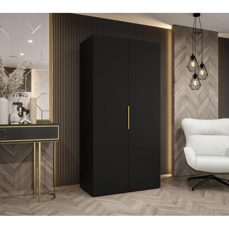 Kleiderschrank 100 cm TUANA - schwarz / gold