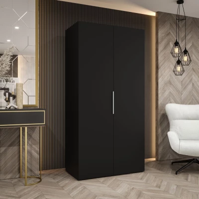 Kleiderschrank 100 cm TUANA - schwarz / silber