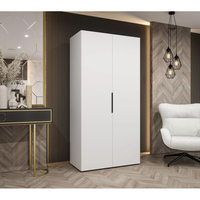Kleiderschrank 100 cm TUANA - weiß/schwarz
