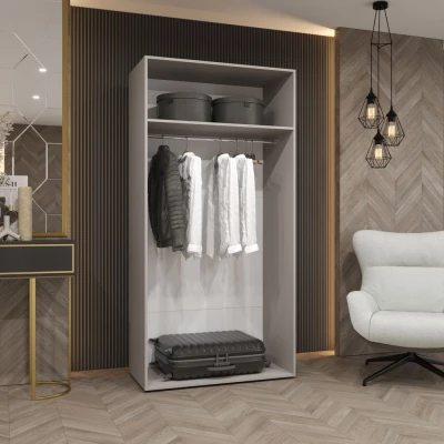 Kleiderschrank 100 cm TUANA - Eiche handwerklich / schwarz