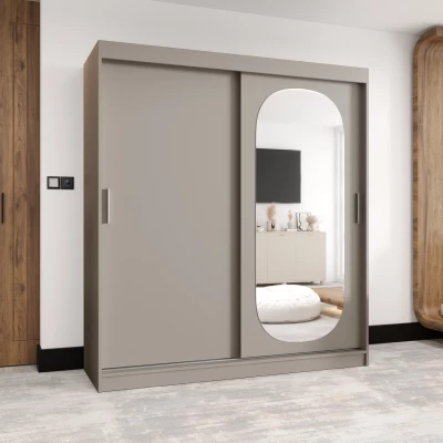 Kleiderschrank 180 cm BEREN mit Spiegel - Kaschmir