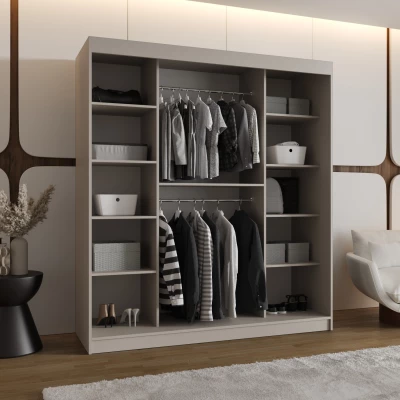 Kleiderschrank 180 cm BEREN mit Spiegel - Kaschmir