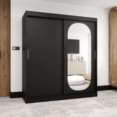 Kleiderschrank 180 cm BEREN mit Spiegel - schwarz