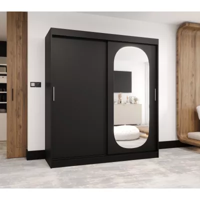 Kleiderschrank 180 cm BEREN mit Spiegel - schwarz
