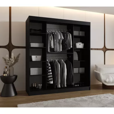 Kleiderschrank 180 cm BEREN mit Spiegel - schwarz