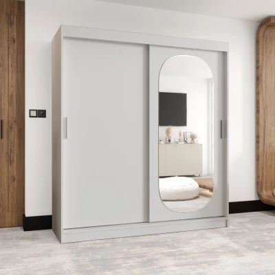 Kleiderschrank BEREN 180 cm mit Spiegel - weiß