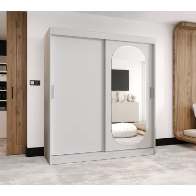 Kleiderschrank BEREN 180 cm mit Spiegel - weiß