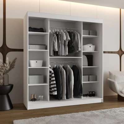 Kleiderschrank BEREN 180 cm mit Spiegel - weiß