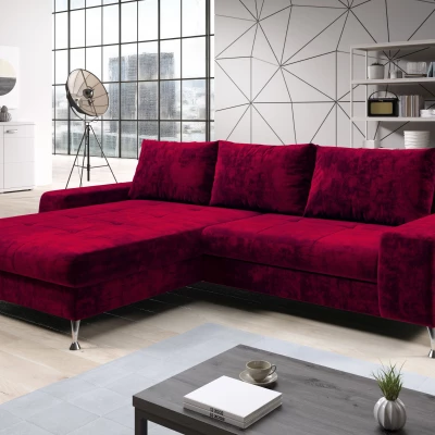 Stilvolles Schlafsofa CHRISTINE – rot, linke Ecke