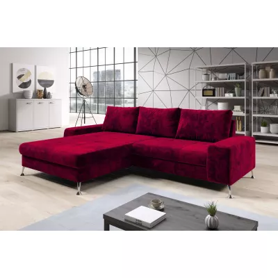 Stilvolles Schlafsofa CHRISTINE – rot, linke Ecke