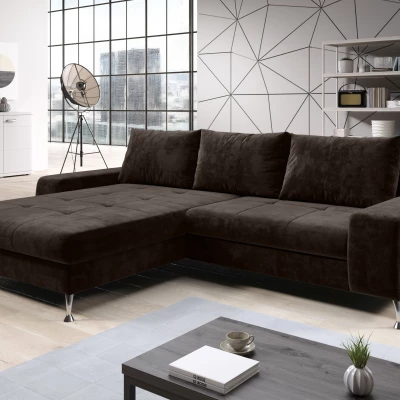 Stilvolles Schlafsofa CHRISTINE – dunkelbraun, linke Ecke
