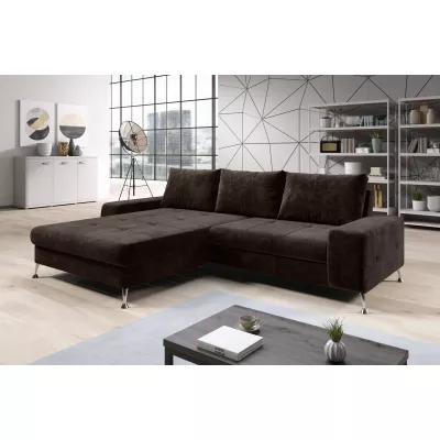 Stilvolles Schlafsofa CHRISTINE – dunkelbraun, linke Ecke