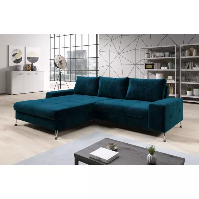 Stilvolles Schlafsofa CHRISTINE – blau, linke Ecke