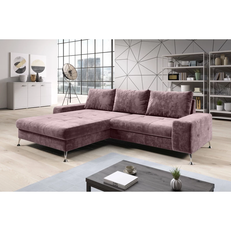 Stilvolles Schlafsofa CHRISTINE – lila, linke Ecke