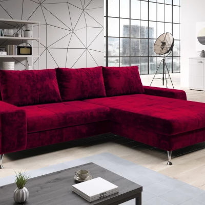 Stilvolles Schlafsofa CHRISTINE – rot, rechte Ecke