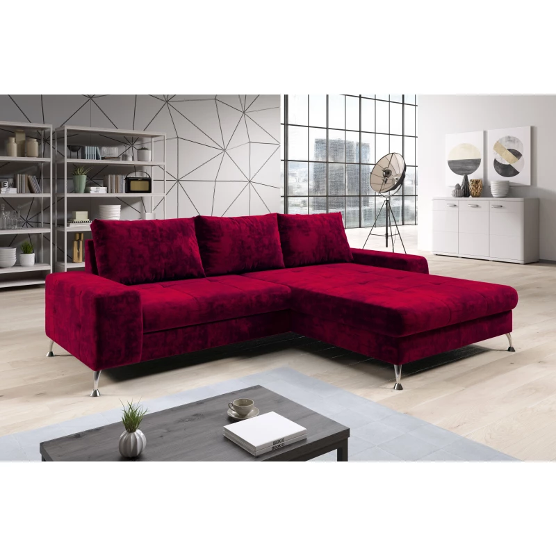 Stilvolles Schlafsofa CHRISTINE – rot, rechte Ecke