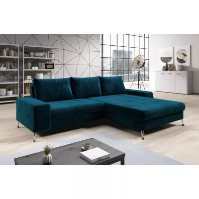 Stilvolles Schlafsofa CHRISTINE – blau, rechte Ecke