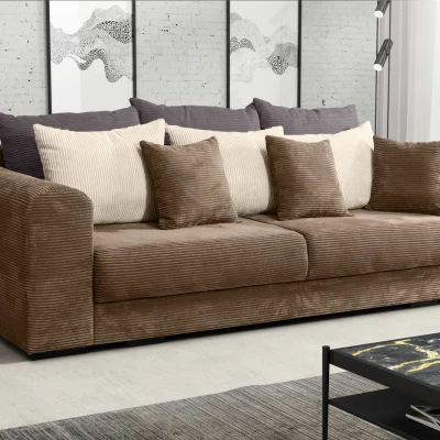 Gepolstertes Dreisitzer-Sofa SAHRADA – braun/beige/grau