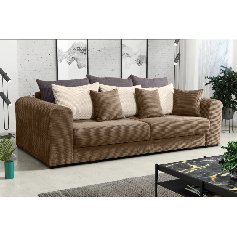 Gepolstertes Dreisitzer-Sofa SAHRADA – braun/beige/grau