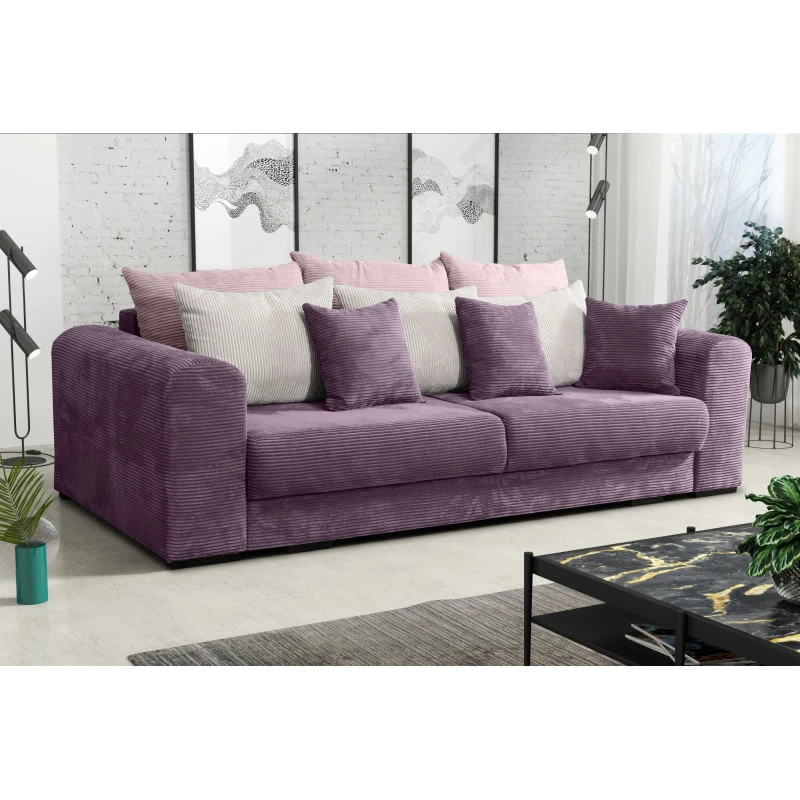 Gepolstertes Dreisitzer-Sofa SAHRADA – lila/hellgrau/rosa