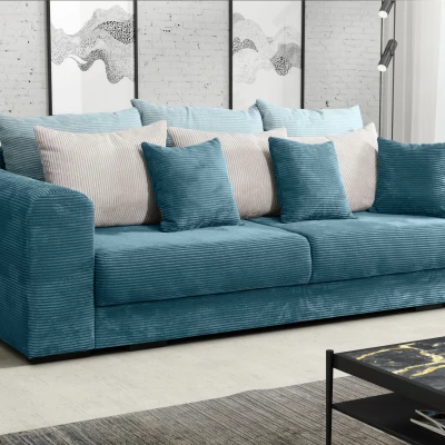 Gepolstertes Dreisitzer-Sofa SAHRADA – blau / hellgrau / hellblau