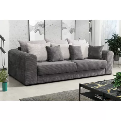Gepolstertes Dreisitzer-Sofa SAHRADA – Esche / Hellgrau / Grau