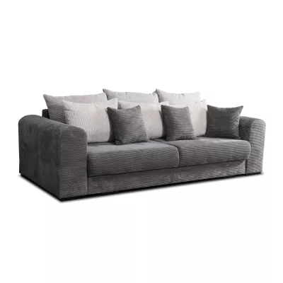 Gepolstertes Dreisitzer-Sofa SAHRADA – Esche / Hellgrau / Grau