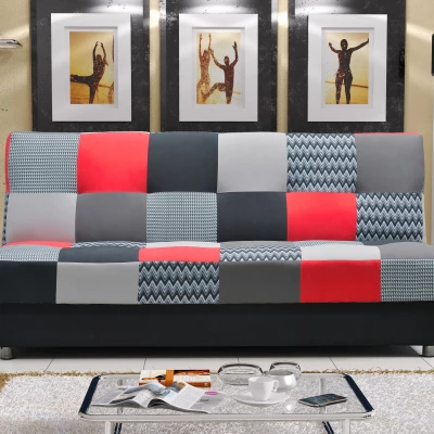 Schlafsofa KATARINA – schwarz / grau / rot
