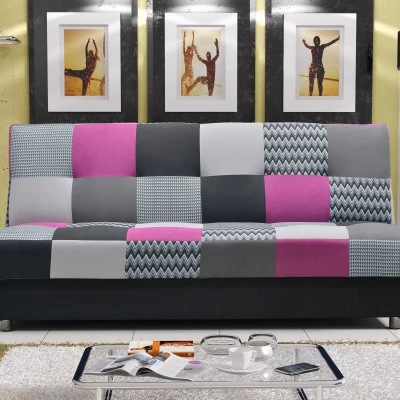 Schlafsofa KATARINA – schwarz / grau / lila
