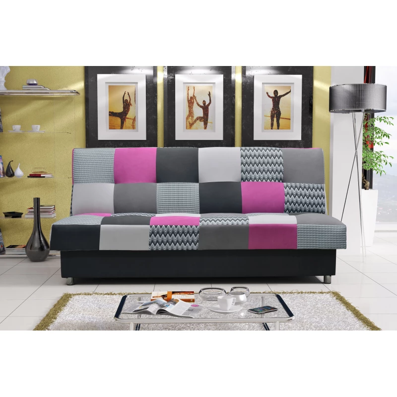 Schlafsofa KATARINA – schwarz / grau / lila