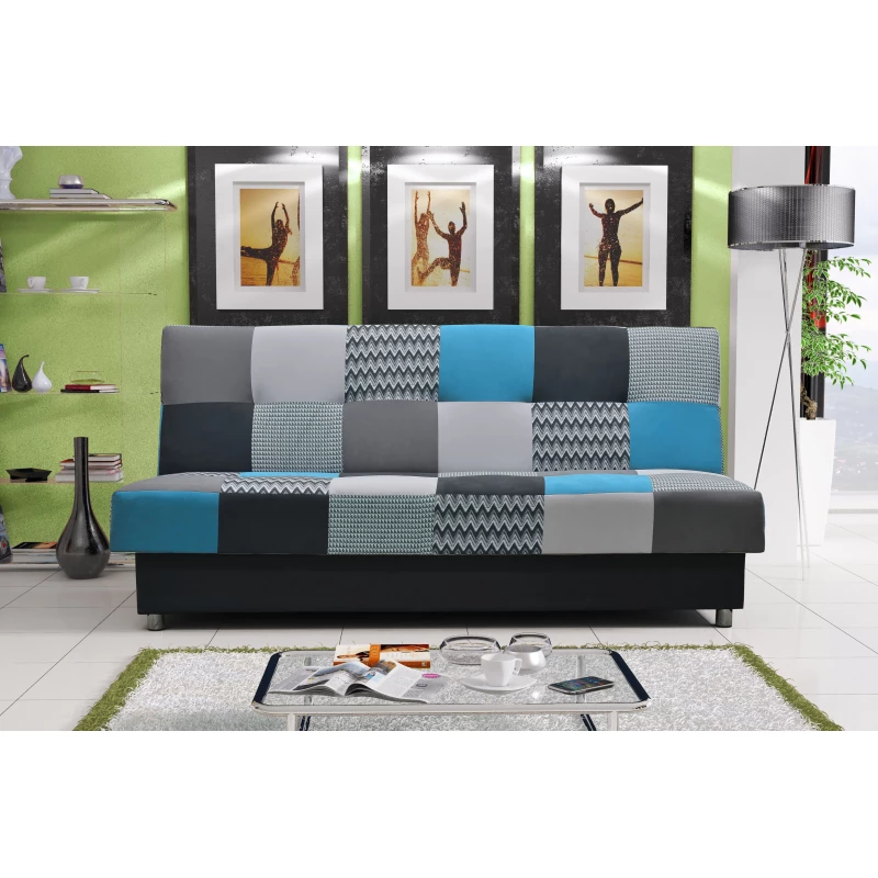 Schlafsofa KATARINA – schwarz / grau / blau