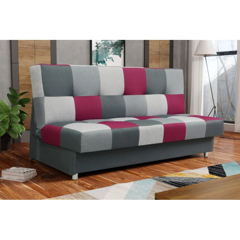 Schlafsofa KATARINA – Dunkelgrau / Grau / Rosa