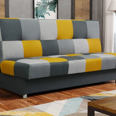 Schlafsofa KATARINA – Dunkelgrau / Grau / Gelb