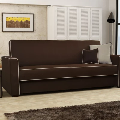 Schlafsofa SALOMENA – dunkelbraun/beige