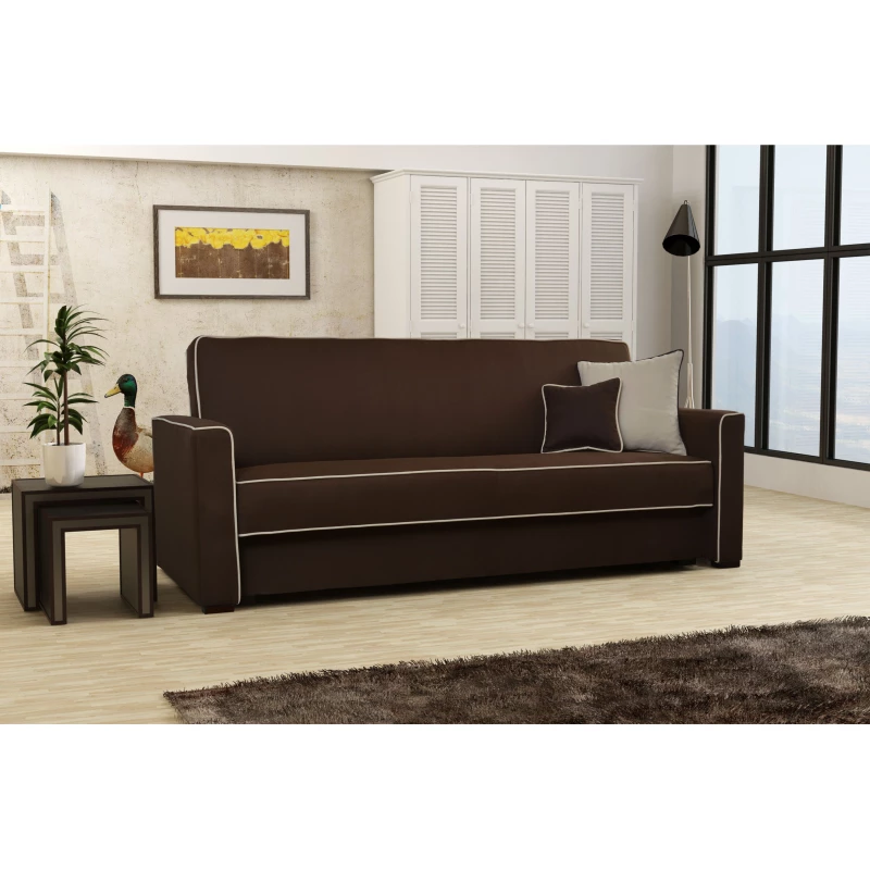 Schlafsofa SALOMENA – dunkelbraun/beige
