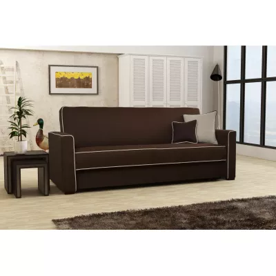 Schlafsofa SALOMENA – dunkelbraun/beige