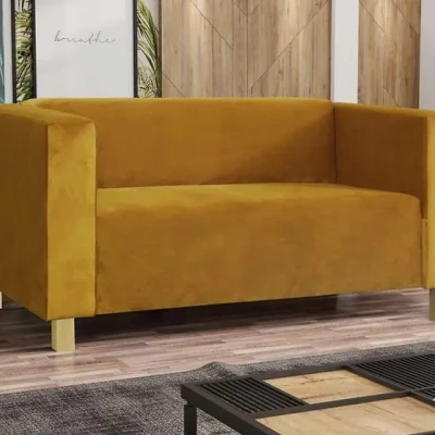 Zweisitzer-Sofa BISERKA - gelb / Kiefer