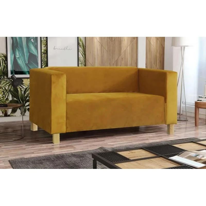 Zweisitzer-Sofa BISERKA - gelb / Kiefer