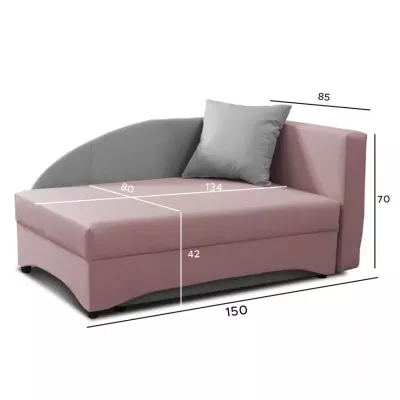 Kinder-Tagesbett 80x200 BENIGNA - grau/rosa, rechts