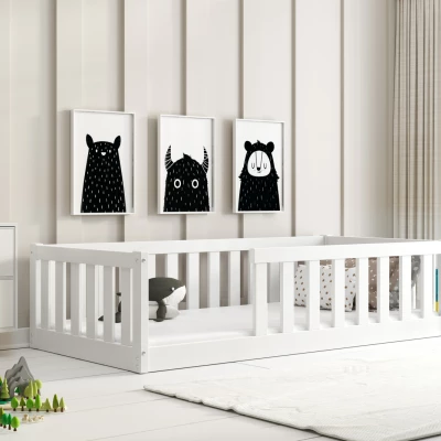 Kinderbett 80x160 SELENE mit Matratze und Rausfallschutz - weiß