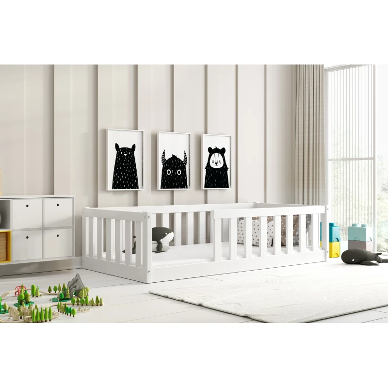 Kinderbett 80x160 SELENE mit Matratze und Rausfallschutz - weiß